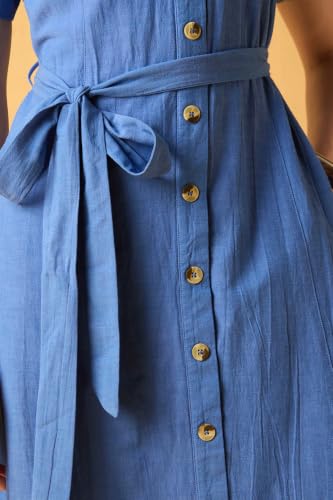 Women Blue Textured Casual Dress