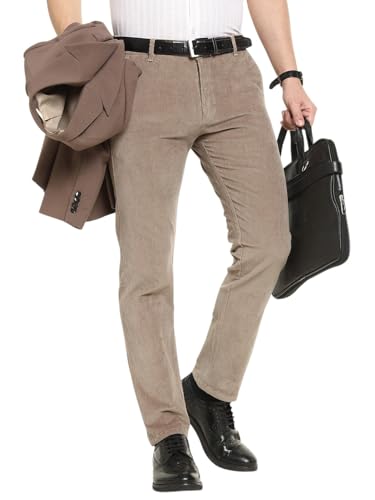 Hancock Men Cotton Solid Slim Fit Trousers Beige Size 32, Durable Fabric with a Tailored Finish, Classic Silhouette with Modern Comfort, Soft Breathable Fabric for All Day wear