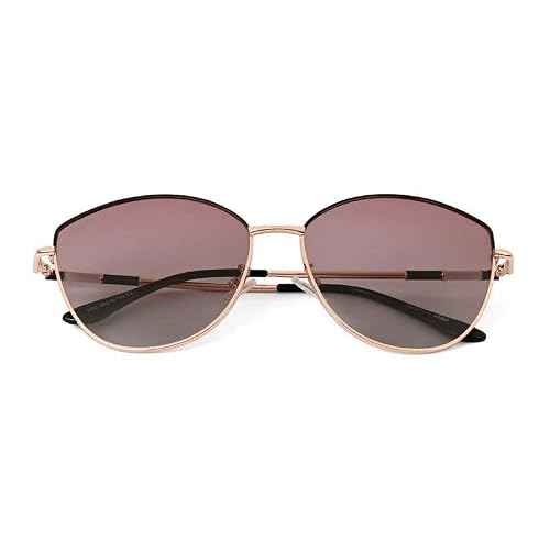 Vibe lens by HASHTAG EYEWEAR | Women Golden Black Cateye Sunglasses | Extra Large Full Rim Polarized Gradient Purple Lenses Stylish Fashion Eyewear with Metal Frame for Outdoor Driving Casual Wear