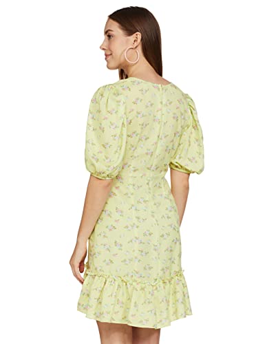 AND Women's Cotton Fit Flare Knee-Length Dress (EE22AB061DRRI4_Lime Green_8)