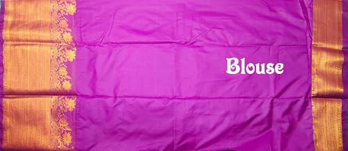 VFCollections Women's Traditional Handloom Kanchipuram Silk Pure Pattu Sarees – Deer Border | Rich Zari Woven Design | Bridal Saree | Unstitched Blouse (VFC689-4)