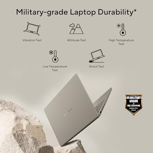 ASUS Zenbook A14, Snapdragon X Elite Processor,(Qualcomm Adreno iGPU/16GB RAM/512GB SSD/Windows 11 Home/MS Office 365 Basic (1Year)*/14" FHD+ OLED/AI PC/Zabriskie Beige/0.98 kg), UX3407RA-QD054WS