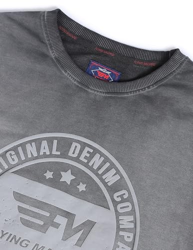 Brand Print Crew Neck Cotton Sweatshirt