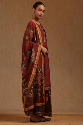 Soch Women's Muslin Salwar Suit Set (EWA5CD22280_Rust