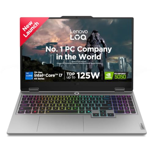 Lenovo LOQ 2025, Intel Core i7-13650HX, 13th Gen, NVIDIA RTX 5050 8GB, 16GB RAM, 1TB SSD, FHD IPS, 15.6" (39.6cm), 144Hz Refresh Rate, Windows 11, Office 24, Grey, 2.4Kg, 83JE010SIN, Gaming Laptop