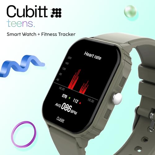 Cubitt Teens Smartwatch, 1.85” Touchscreen Fitness Tracker – Forest Green