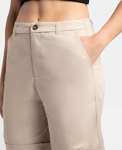 Jockey A125 Women's Super Combed Cotton Woven Twill Fabric Relaxed Fit Shorts with Convenient Side Pockets_Oxford Tan_XXL