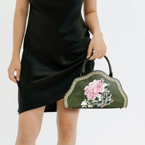 EXOTIC Premium® Retro Elegance Vintage Embroidery Sling Bag Women (GREEN)