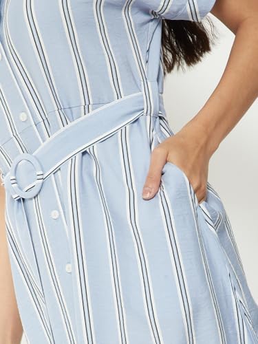 Max Women Striped Shirt Dress (Blue_S)
