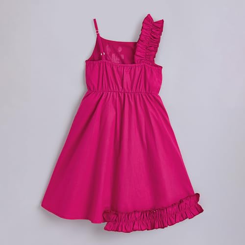 Hopscotch Girls Pink Sleeveless Floral Embroidered Casual Dress for Ages (7-8 Years)