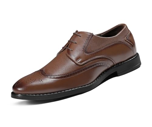 LOUIS STITCH Men’s Russet Tan Formal Lace-Up Brogue Shoes | Formal Lace-Up Shoes for Men | Business & Occasion Wear | LSVSBG-2-TN |UK-7