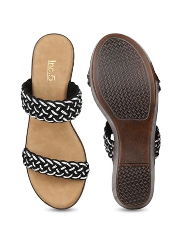 Inc.5 Womens Black Casual Solid Round Toe Wedge Heels