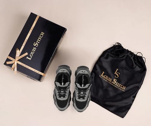 LOUIS STITCH Women’s Sneakers Black | Comfortable Lightweight Walking Shoes | Stylish Casual Lace-Up Trainers for Daily Wea | LSLD-SNK-01-JB | (UK-3)