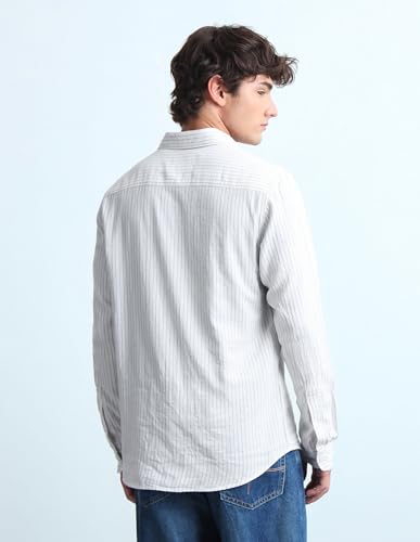 Flying Machine Dobby Vertical Striped Shirt