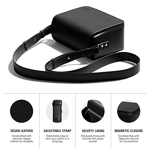 DailyObjects Black Sol Box Sling Crossbody Bag for Women, Girls | Durable Vegan Leather | Stylish Ladies Wallet Purse|Shoulder Handbag | Magnetic Flap Closure & Adjustable Wide Strap