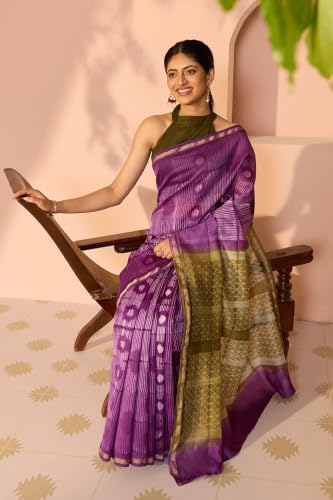 Taneira Dark Violet Rajasthan Pure Silk Cotton Tie & Dye Shibori SareeWith Unstitched Blouse(SAPP01AD2897-Dark Violet)