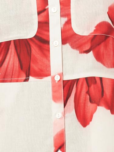 Max Women Floral Print Shirt Dress (Off White_M)