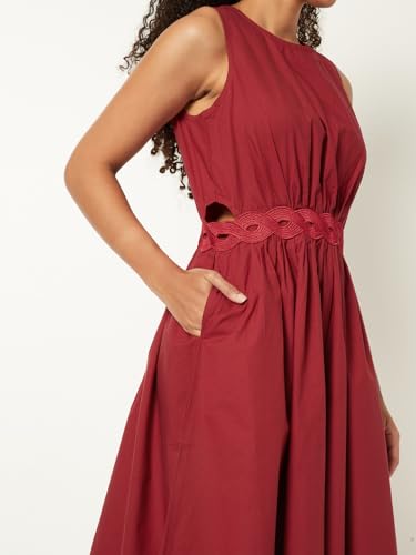 Max Women Solid A-line Dress (Red_XL)