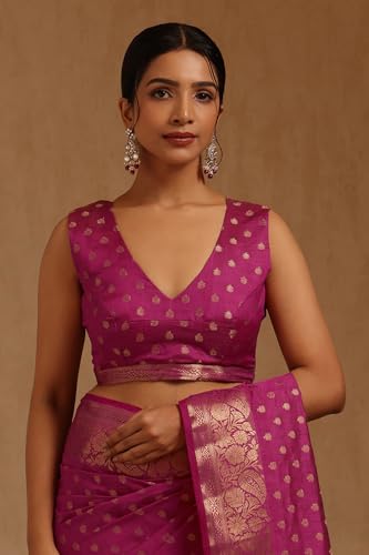 Soch Womens Fuchsia Art Silk Floral Zari Woven Saree