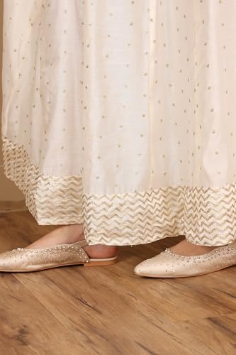 W for Woman White Embroidered Flared Skirt (Size: S)-24AUW50501-400768