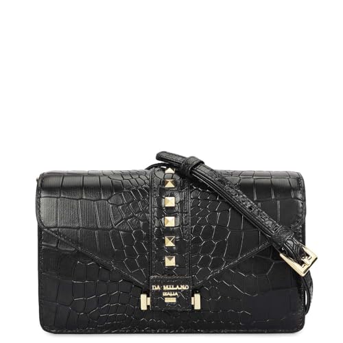 Da Milano Leather Shoulder Bag for Women - Black