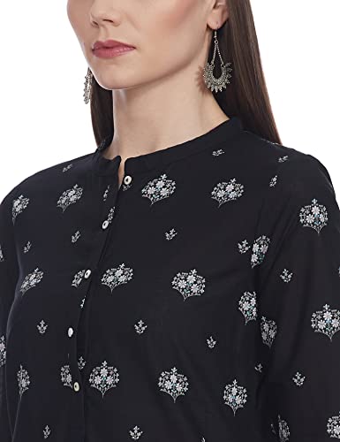 W for Woman Women's Cotton Regular Kurta (20AUW14643-116398_Black_XL)