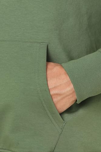 Men Olive Hooded Neck Full Sleeves Casual Sweatshirt