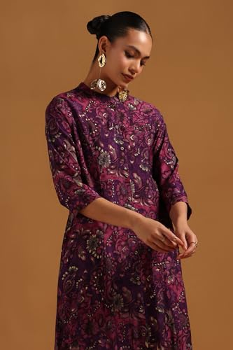 Soch Womens Purple Muslin Ethnic Motifs Co-Ord Set