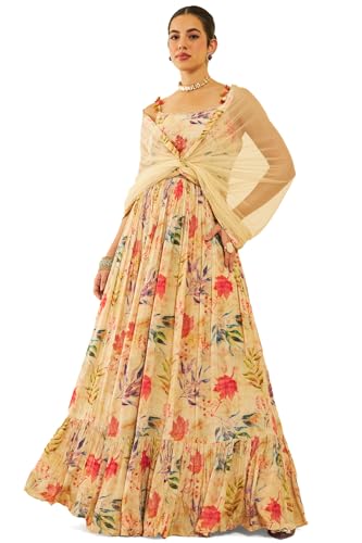 Soch Women's Crepe Fit and Flare Maxi Dress (OWA3CD20370A_Beige