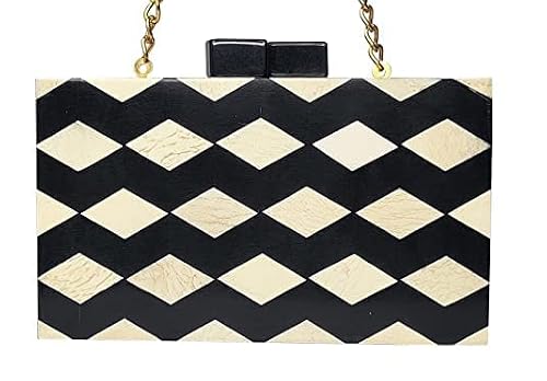 DUCHESS Women's Black White Check Resin Marble Clutch, (18 x 5 x10.5cm)