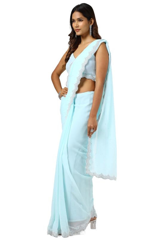 Soch Womens Powder Blue Georgette Saree