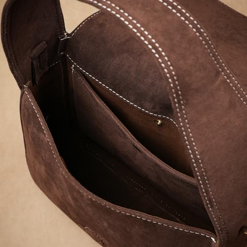 Theater Snackbox Shoulder Bag for Women | Suede Finish Structured Flap Handbag with Adjustable Strap | Medium Everyday Sling Bag with Organized Compartments