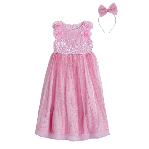 Hopscotch Girls Pink Sleeveless Floral Applique Sequin Gown for Age (2-3 Years)