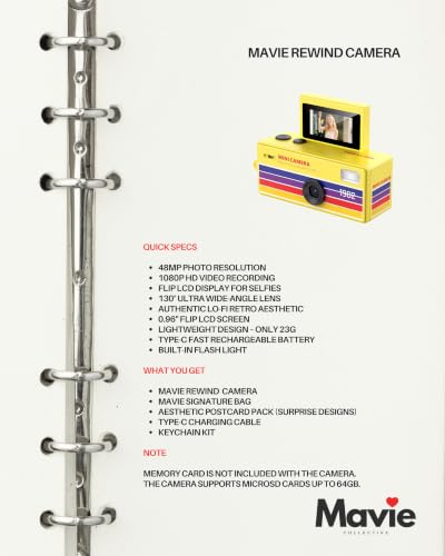 Mavie Rewind Mini Digital Camera | 1080P HD Pocket Digital Camera with Flip Screen | Compact Camera for Travel, Photography, Vlogging & Aesthetic Content