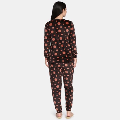 Zivame Knit Poly Velour Loungewear Set, Caviar, XL