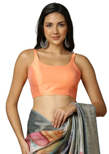 SALWAR STUDIO Women's Peach Saree Blouse-RI-0051-PECH-42