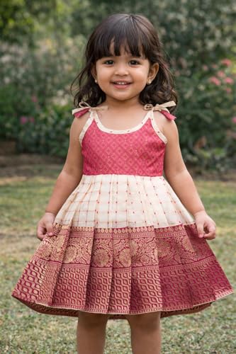Lehnvel Baby Girl's Pattu Pavadi Tapeta Silk Readymade Frock