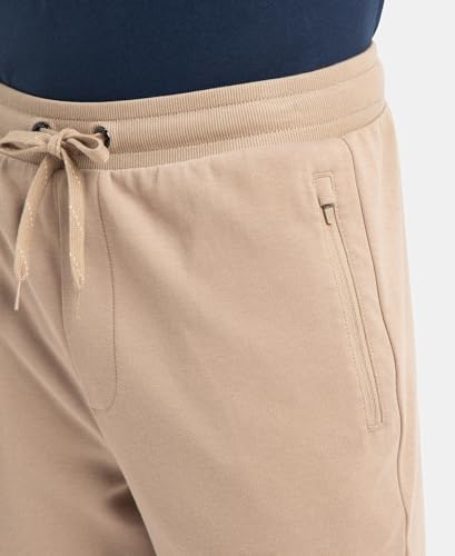 Jockey AM14 Men's Super Combed Cotton Rich Straight Fit Shorts with Zipper Pockets_Desert Taupe_XXL