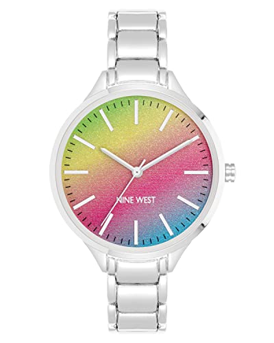 Nine West Women's Bracelet Watch, Silver/Rainbow, Modern