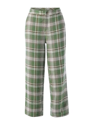 ONLY Women's Checked Flared Mid-Rise Green Pants