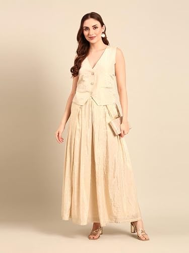 De Moza Women Skirt Woven Bottom Jacquard Polyester Offwhite