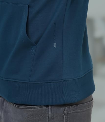 TURMS Men's Hooded Sweatshirts, Odor Control, Cotton Blend Casual Travel Edition Sweatshirts, Winter Wear Pullover Teal Blue