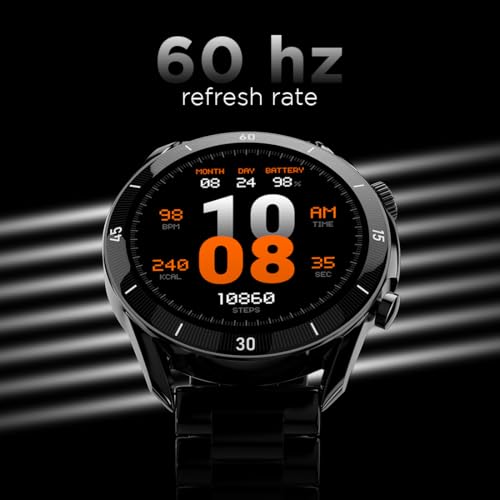 Fire-Boltt Legacy Luxury Round Smart Watch 1.43″ Super AMOLED,Bluetooth Calling,Wireless Charging,Voice Assistant,SpO₂ & Heart Rate Monitor,110+ Sports Modes, Metal Smart Watch for Men & Women - Black
