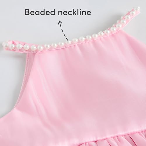 Hopscotch Girls Pink Sleeveless 3D Floral Party Dress with Headband for Age (4-5 Years)