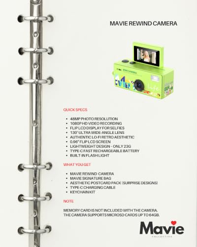 Mavie Rewind Mini Digital Camera | 1080P HD Pocket Digital Camera with Flip Screen | Compact Camera for Travel, Photography, Vlogging & Aesthetic Content