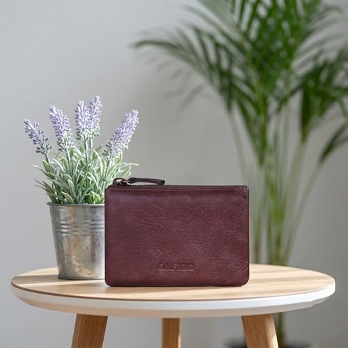 Calfnero Women's Genuine Leather Wallet-Long Purse Wallet, Zip Pocket and Note Compartments (Brown)