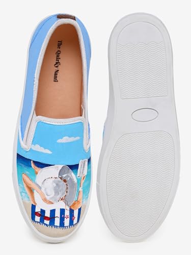 THE QUIRKY NAARI Beach Breeze Slipons For A Stylish Touch | Blue | 7 UK