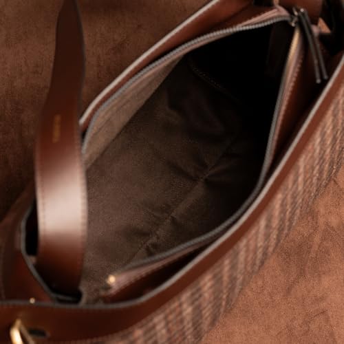 Theater Professor Harold Brown Tweed Shoulder Bag for Women Spacious Structured Handbag with Adjustable Shoulder Straps for Office Work and Travel