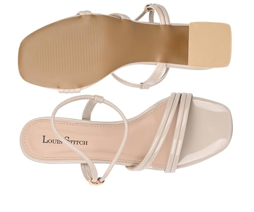 LOUIS STITCH Women’s Beige Block Heel Sandals | Comfortable Sandal for Ladies | LSOF-LDBH-SCBG | UK-5