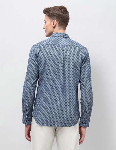 U.S.Polo Association Men's Geometric Printed Oxford Shirt (USSHTP1235_Navy_42)